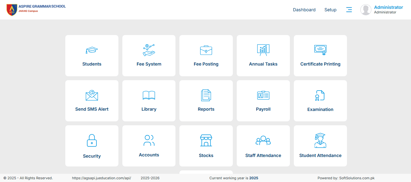Screenshot of School Management System